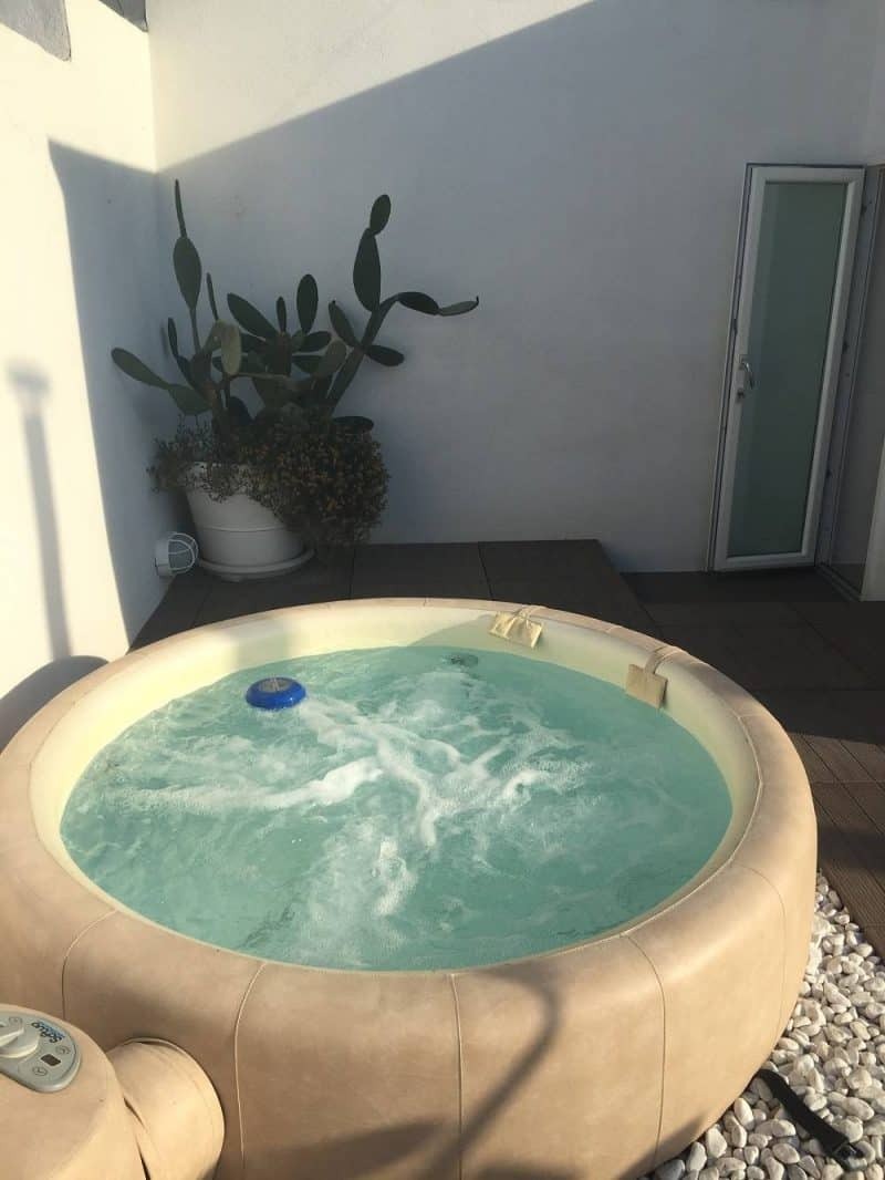 Rooftop jacuzzi in our Airbnb