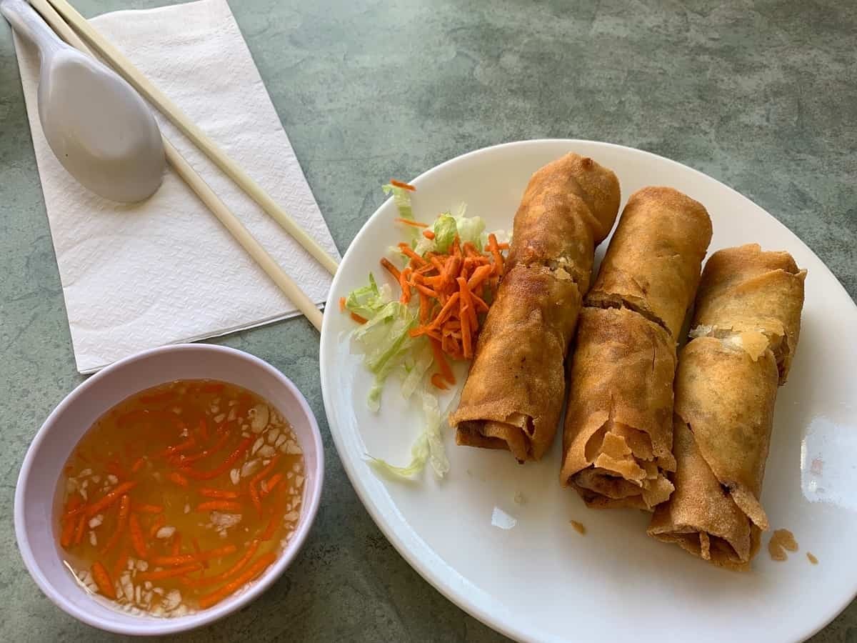 Spring rolls at Pagolac in Chinatown