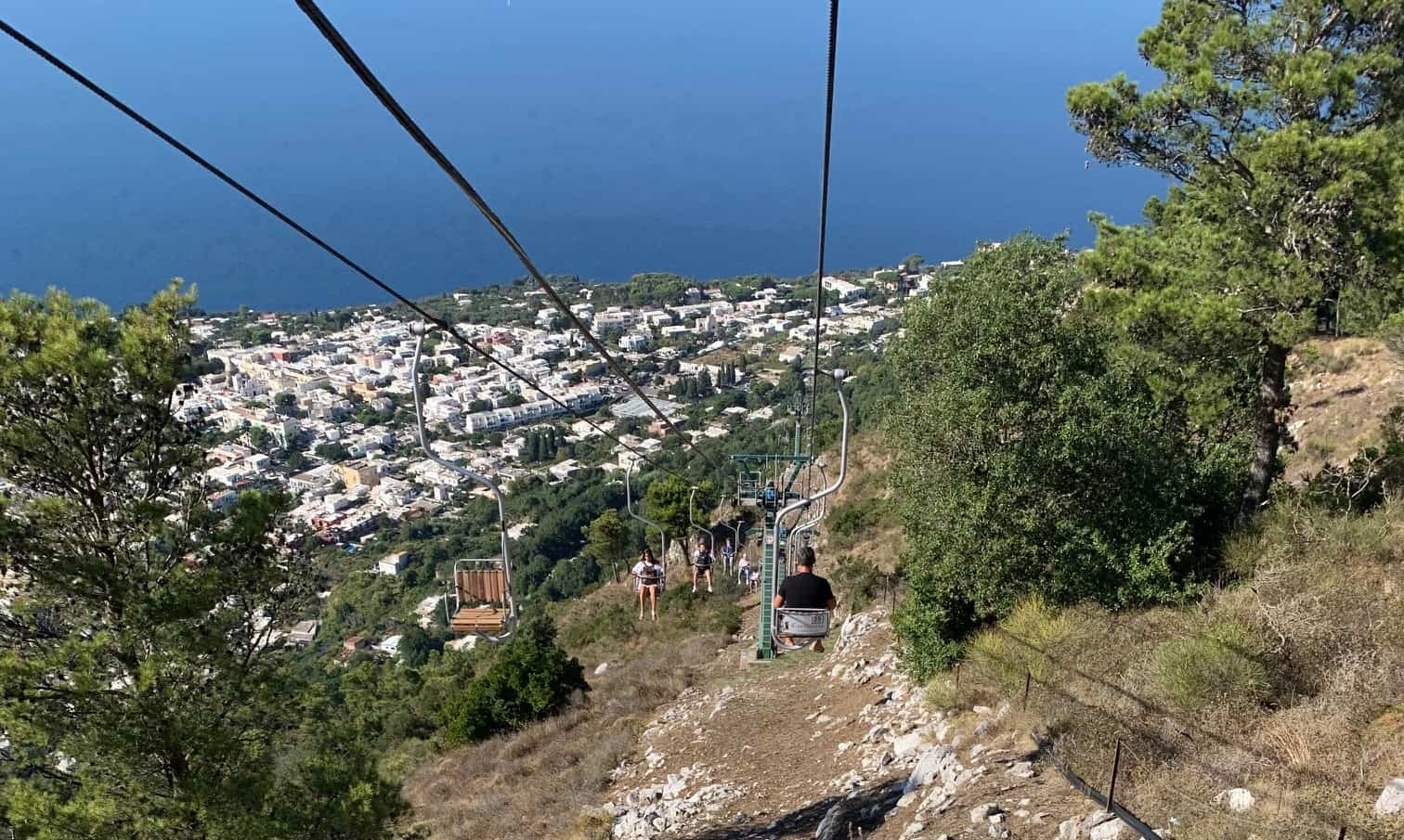 Monte Solaro chair lift with view over Anacapri