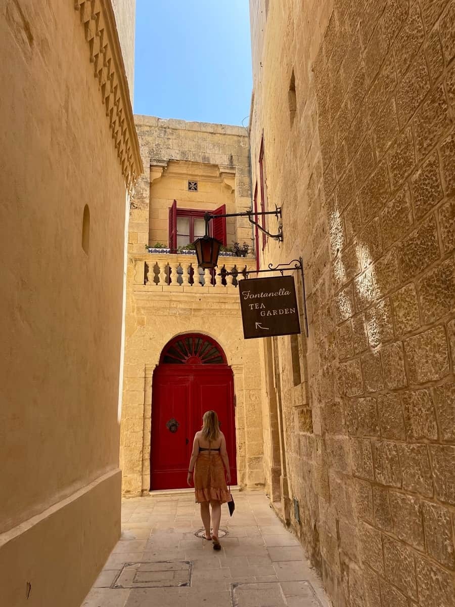 The narrow streets on Mdina