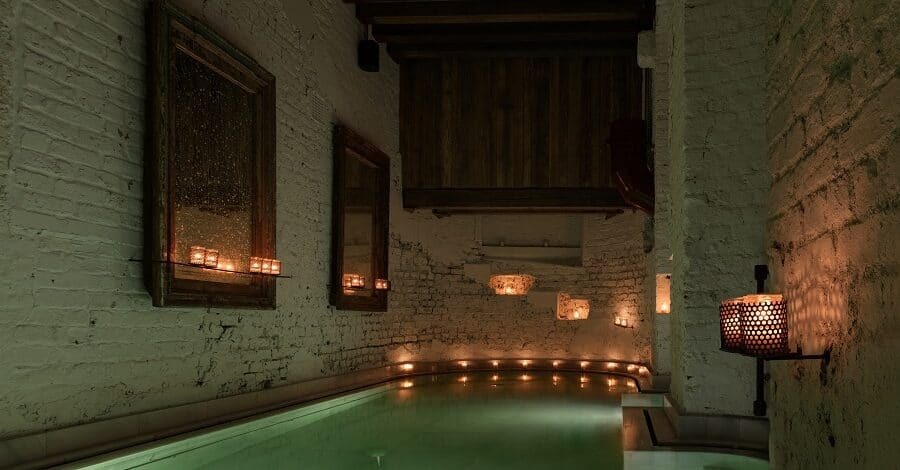 Floatarium with candles at AIRE Ancient Baths London