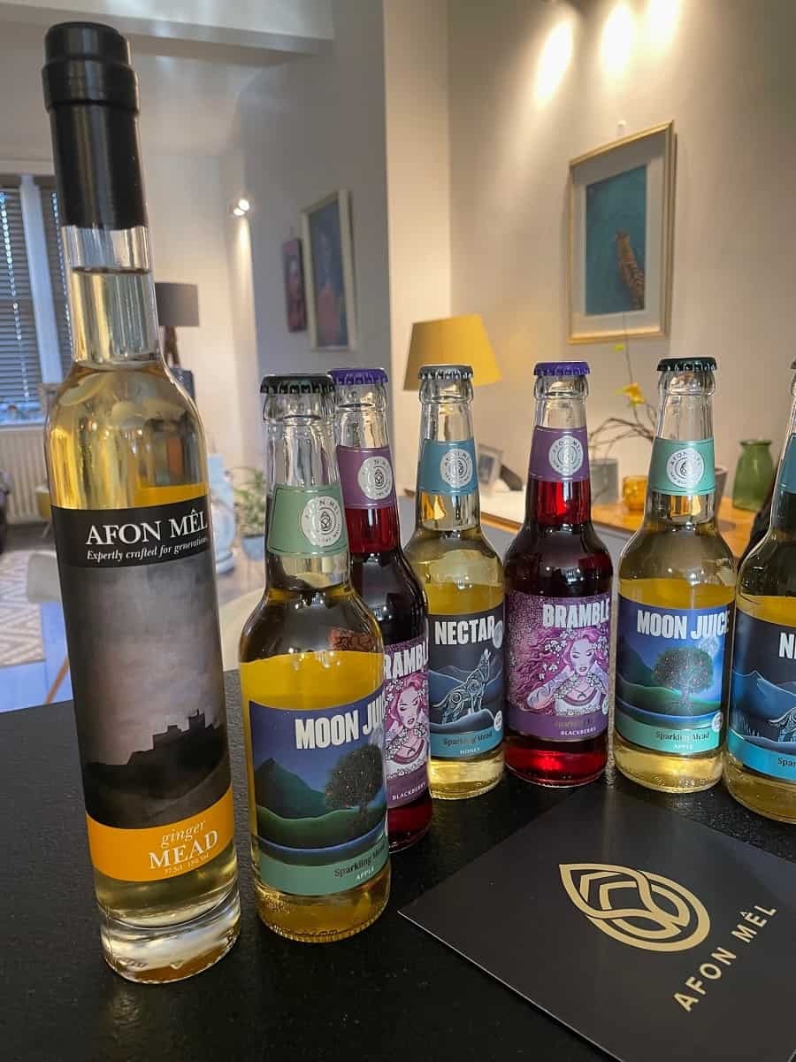 Mead drinks selection from Afon Mêl