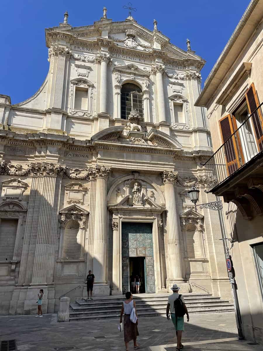 The outside facade of the Church of Saint Irene in Lecce
