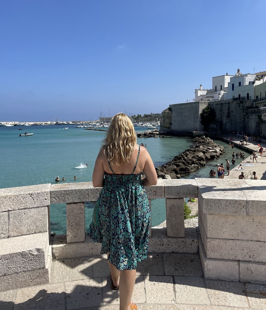 Kirsty overlooks a swimming spot in Otranto 